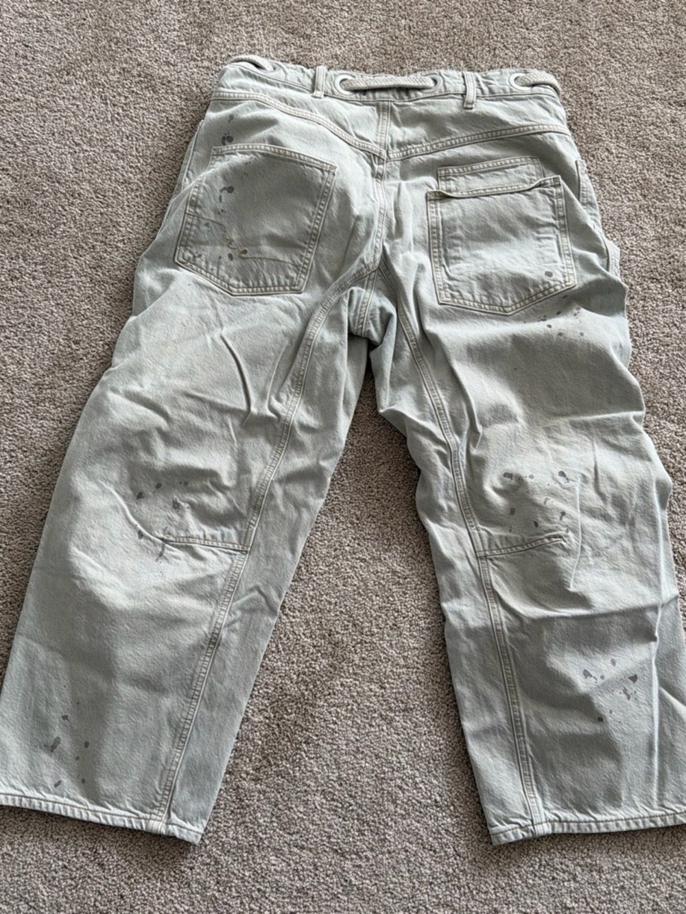 Free People Light Gray Wide Leg Paint-Splatter Jeans